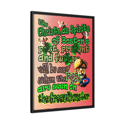 christmas spirits of boston - framed canvas art (yellow-orange wave)