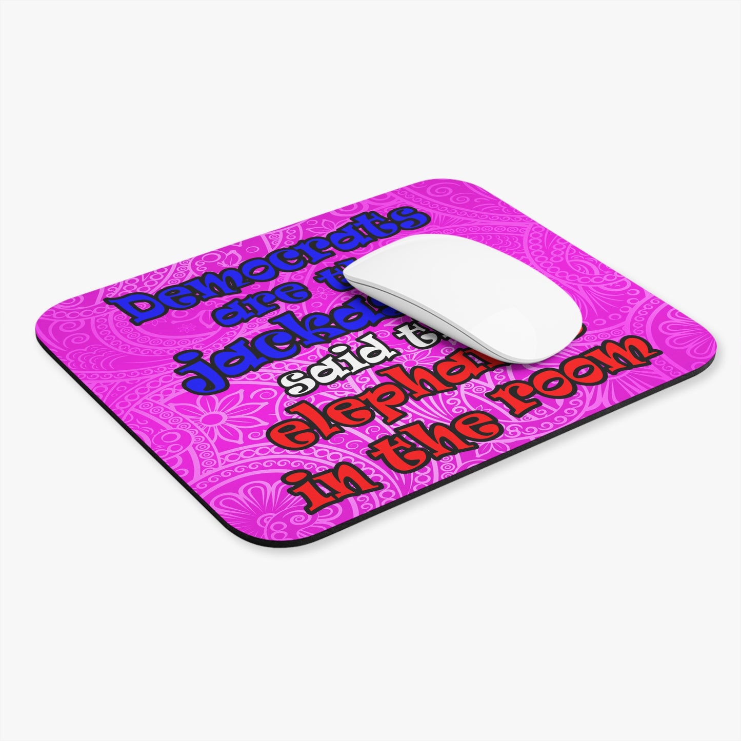 donkeys and elephants - Mouse Pad (Rectangle) (pink swirl)