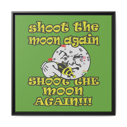 shoot the moon again - framed canvas art (green)