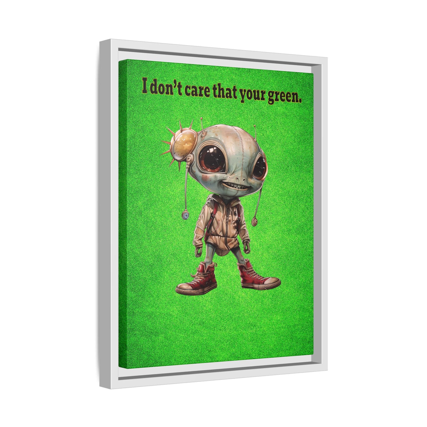 I don't care that your green - framed canvas art (green turf)