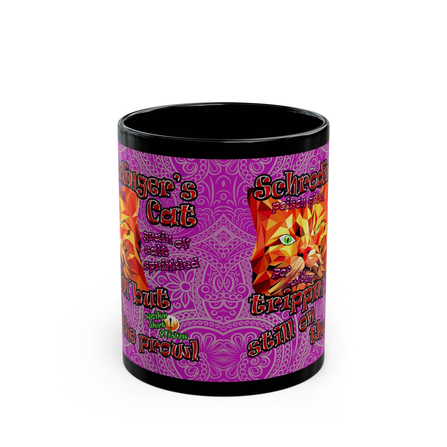 schrodinger's cat - Black Mug (pink swirl)