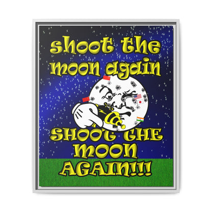 shoot the moon again - framed canvas art ('snoops' background)