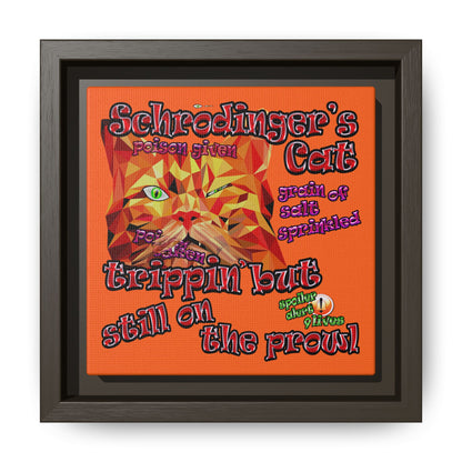 schrodinger's cat - framed canvas art (orange)