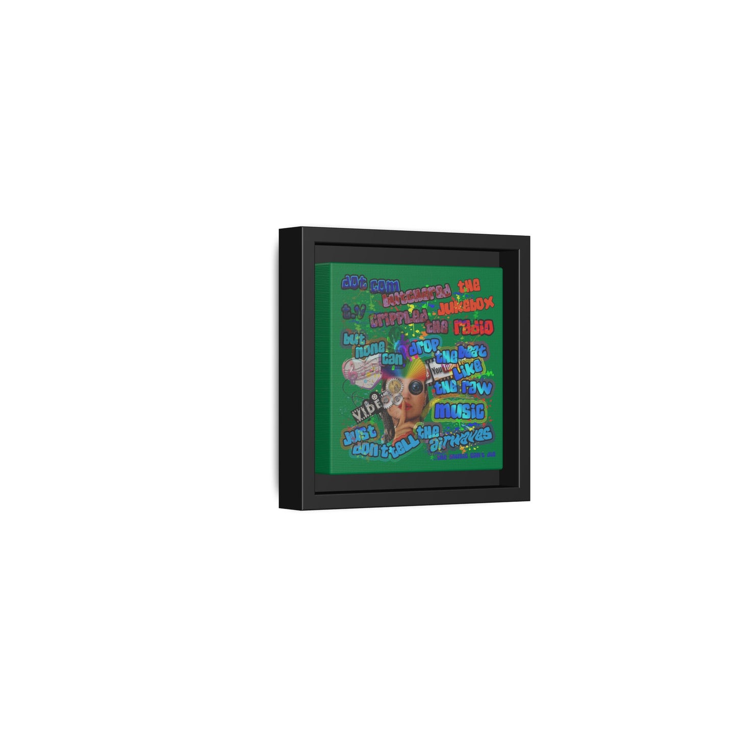 drop the beat - framed canvas art (dark green)