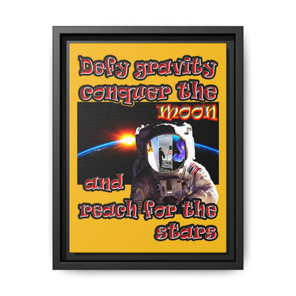 defy conquer reach - framed canvas art (yellow)