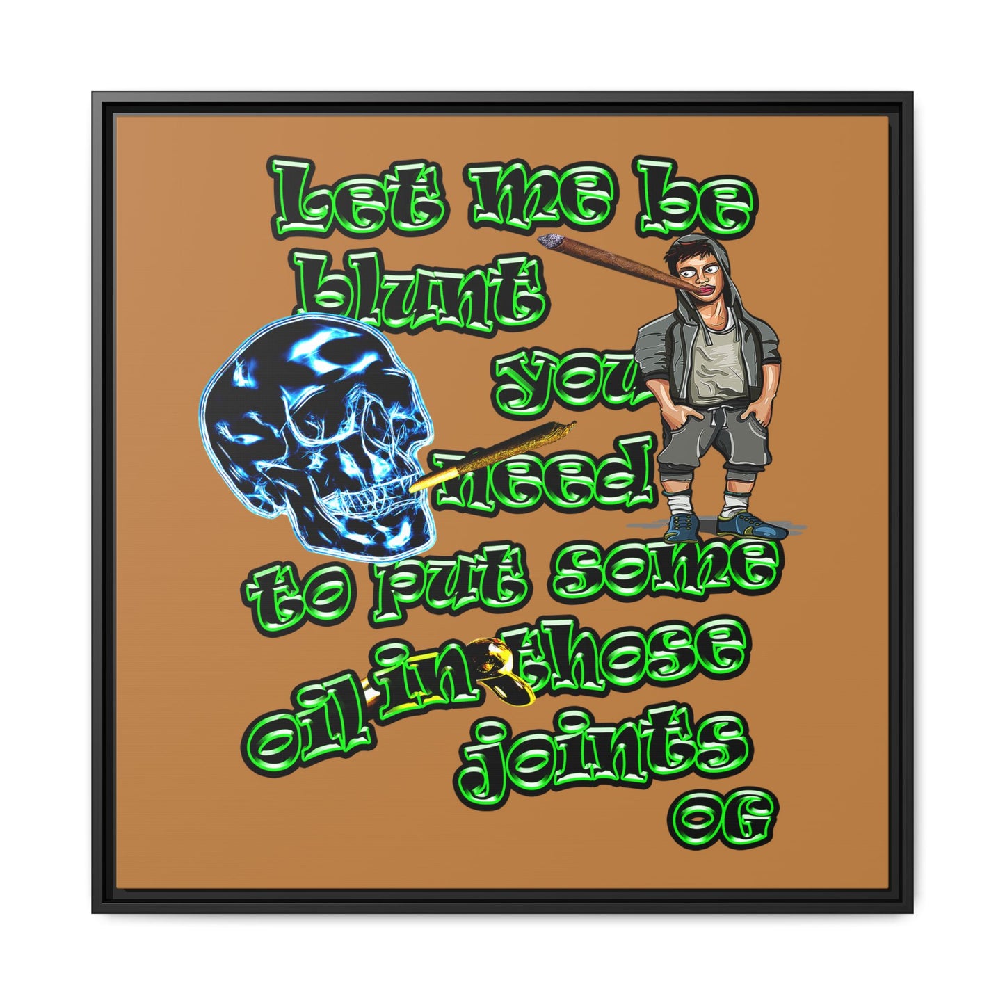 og - framed canvas art (light brown)
