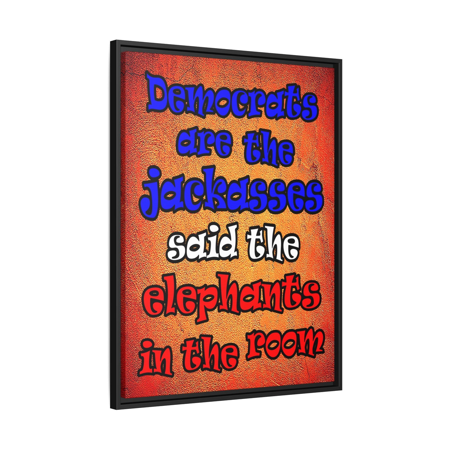 donkeys and elephants - framed canvas art (burnt orange)