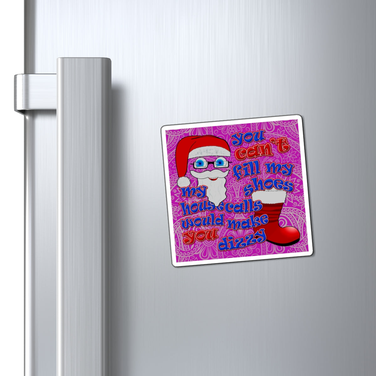 santa's shoes - Magnets - (pink swirl)