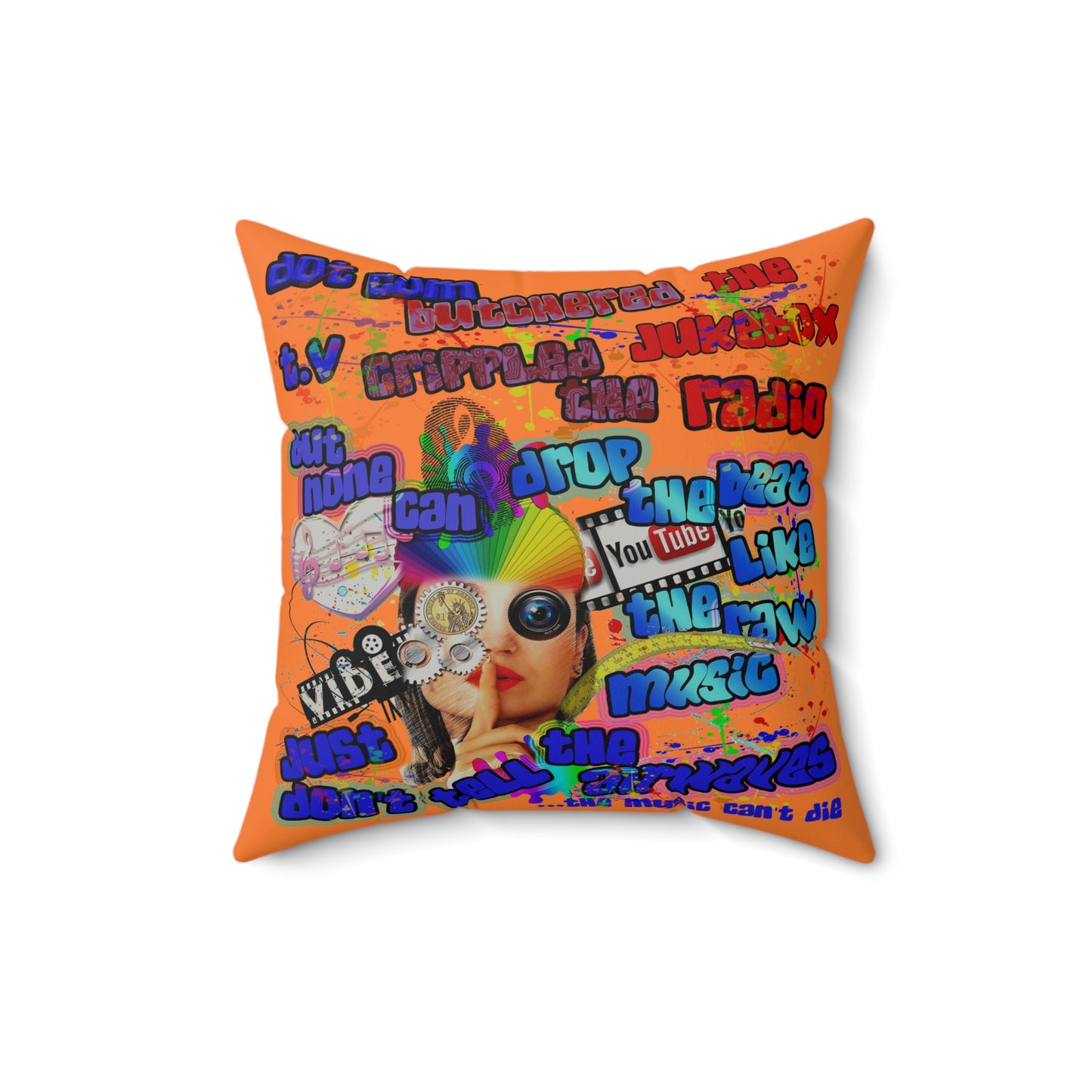 drop the beat - Faux Suede Square Pillow - (crusta)