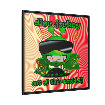 disc jockey - framed canvas art (yellow-orange wave)