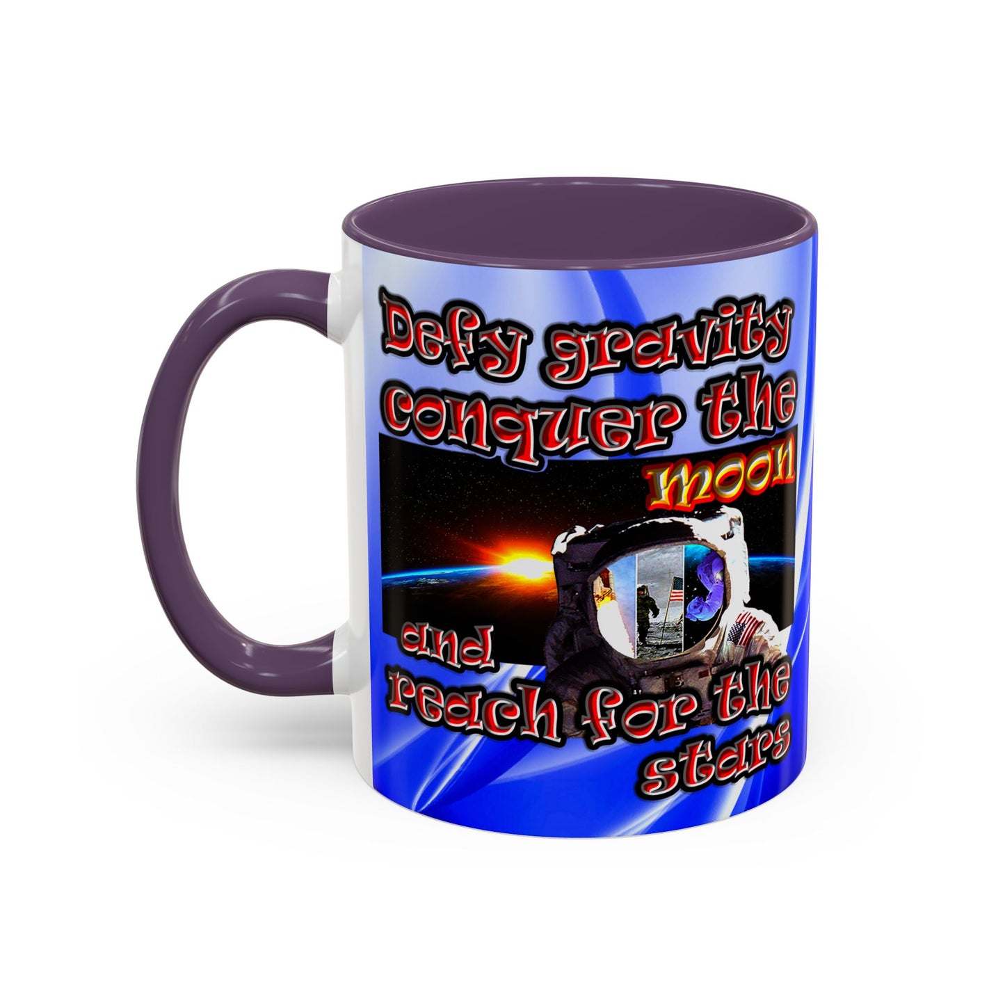 defy conquer reach - Accent Mug (blue-white wave)