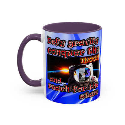 defy conquer reach - Accent Mug (blue-white wave)