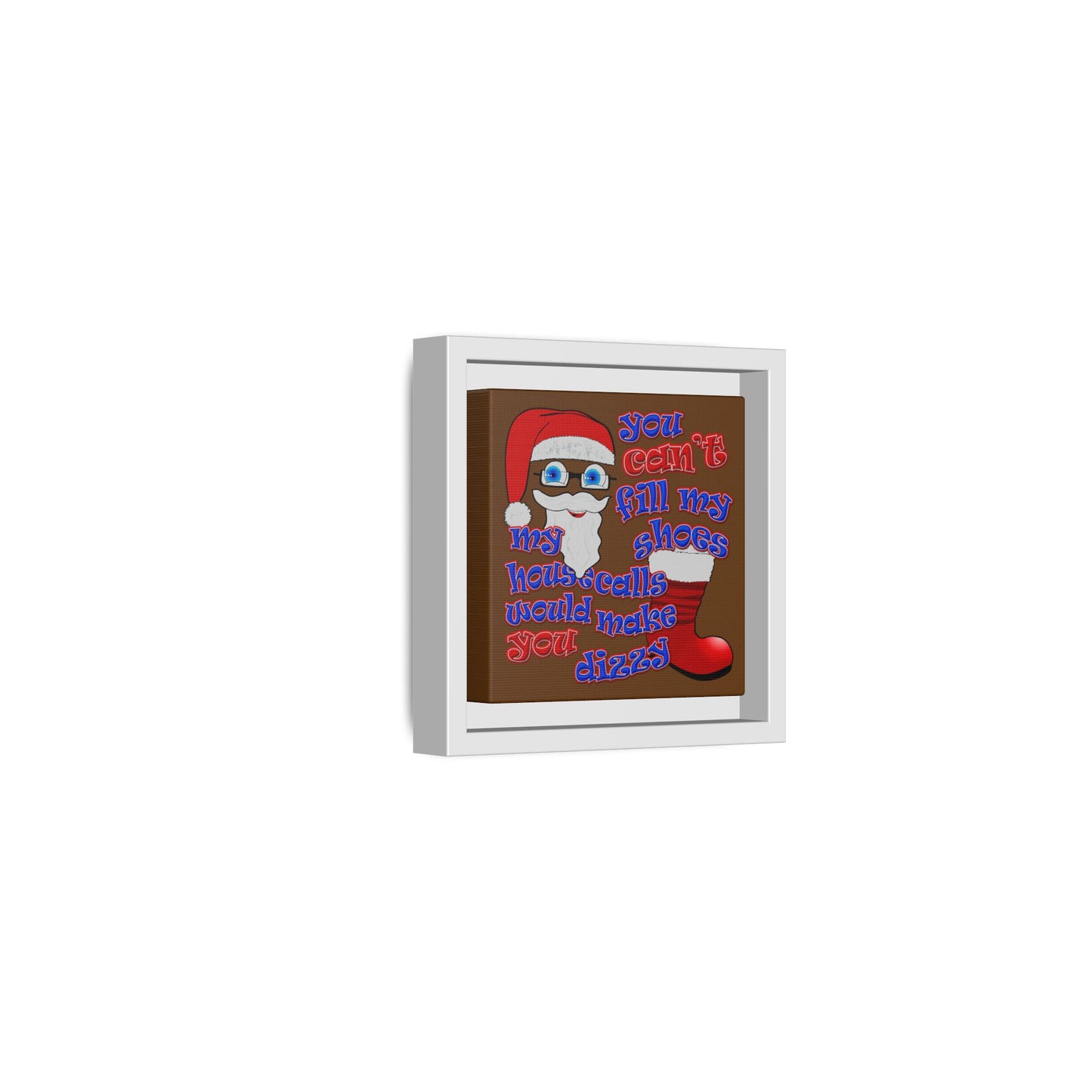 santa's shoes - framed canvas art (brown)