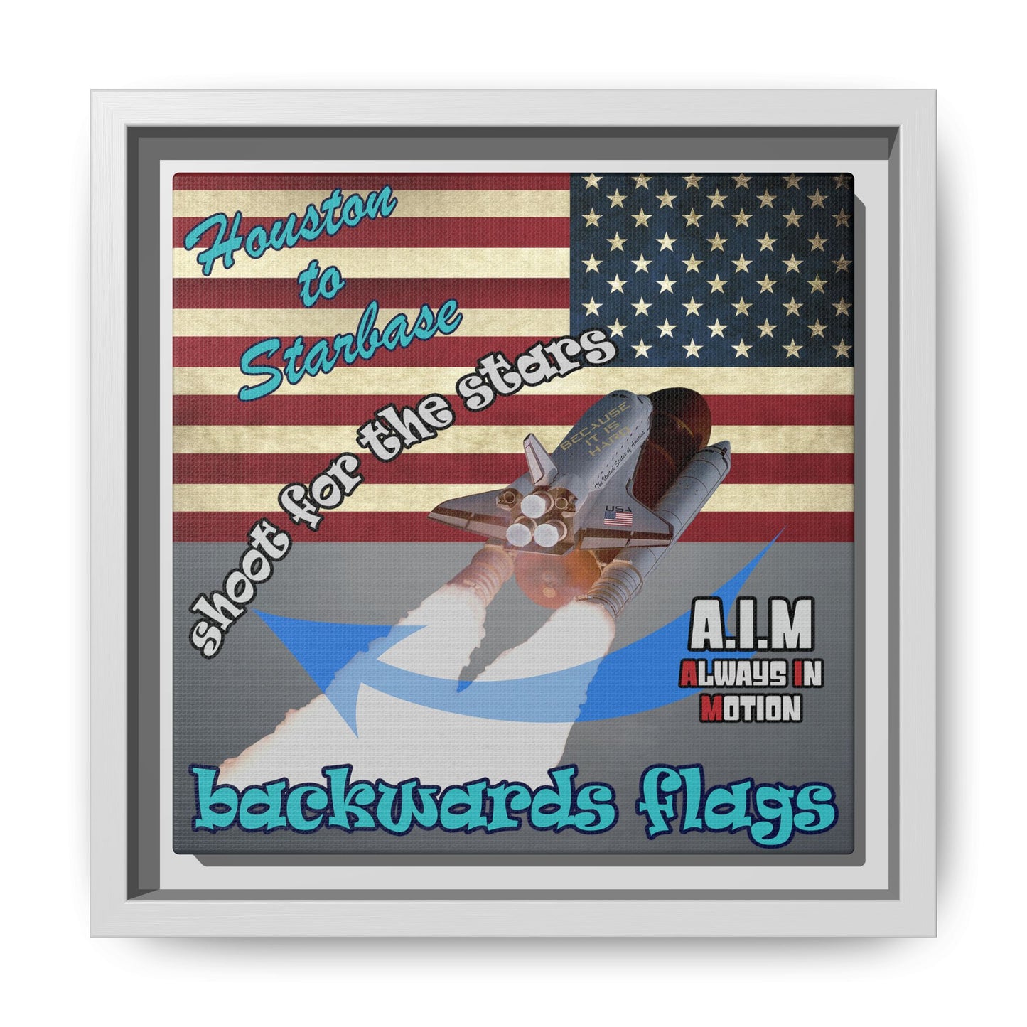 shoot for the stars - framed canvas art (grey-light grey)