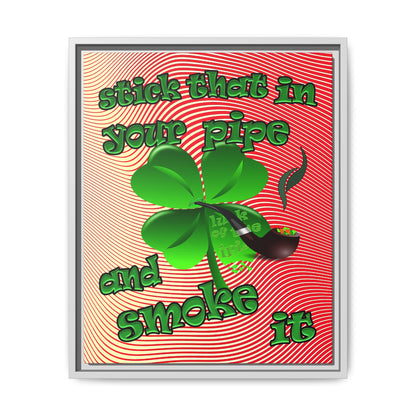 stick that in your pipe and smoke it - framed canvas art (yellow-orange wave)