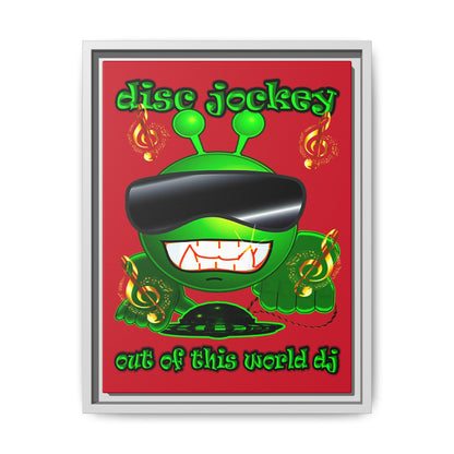 disc jockey - framed canvas art (dark red)