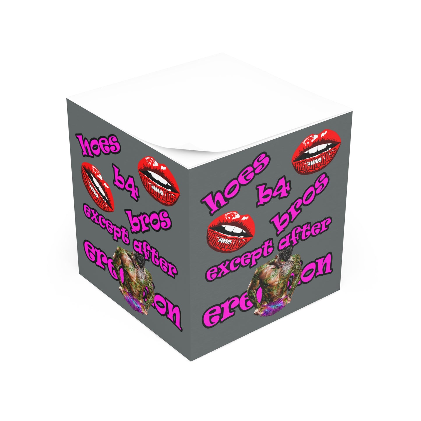 hoes b4 bros - note cube (dark grey)