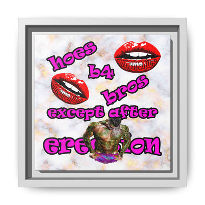hoes b4 bros - framed canvas art (white marble)