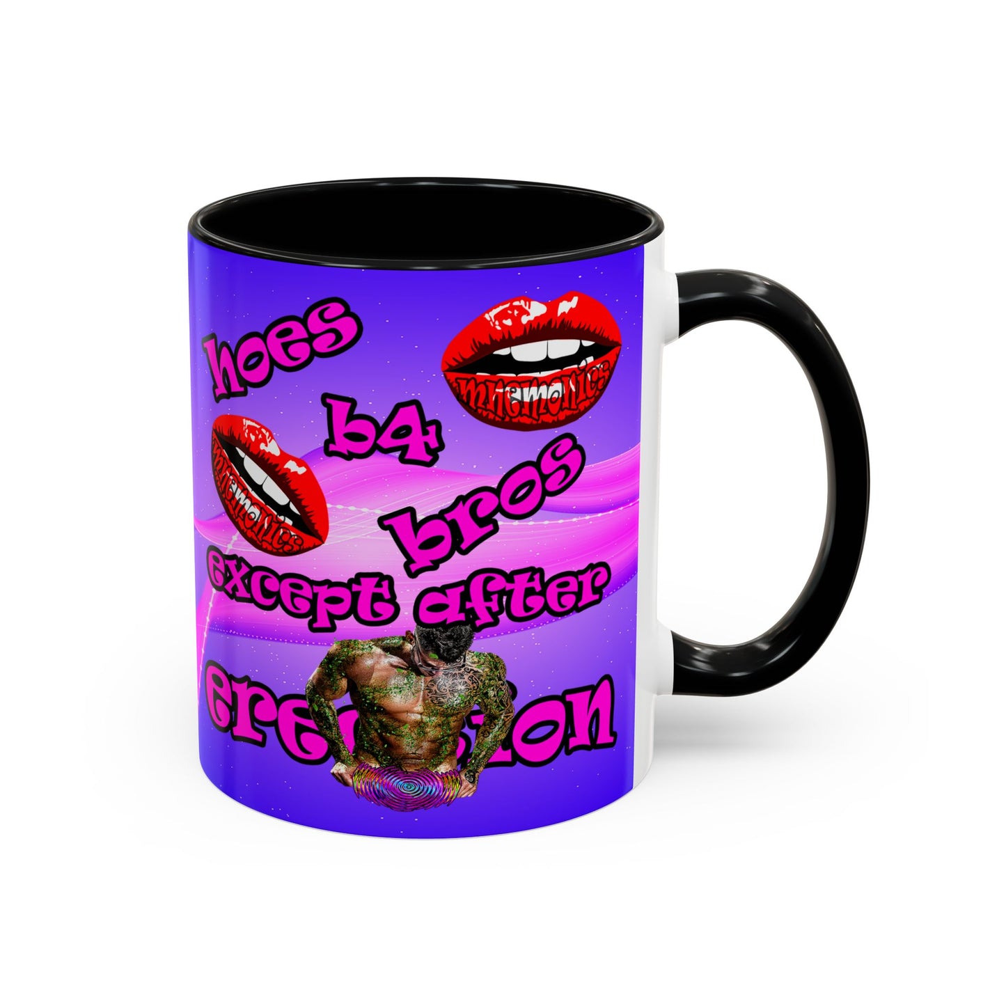 hoes b4 bros - Accent Mug (purple-pink wave)