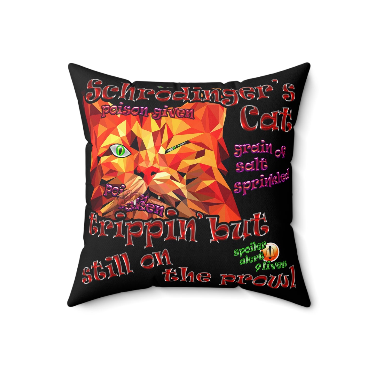 schrodinger's cat - Spun Polyester Square Pillow - (black)