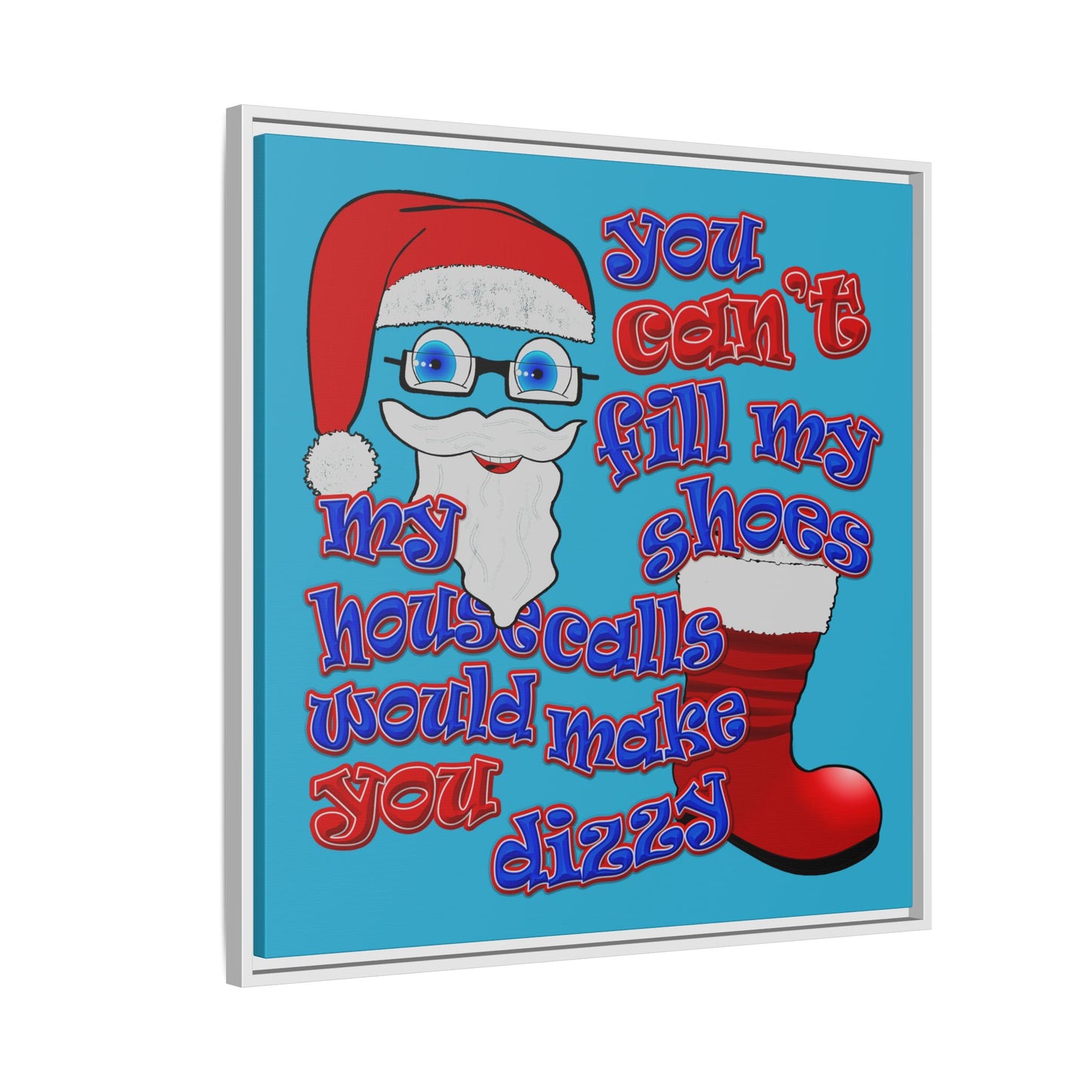 santa's shoes - framed canvas art (turquoise)