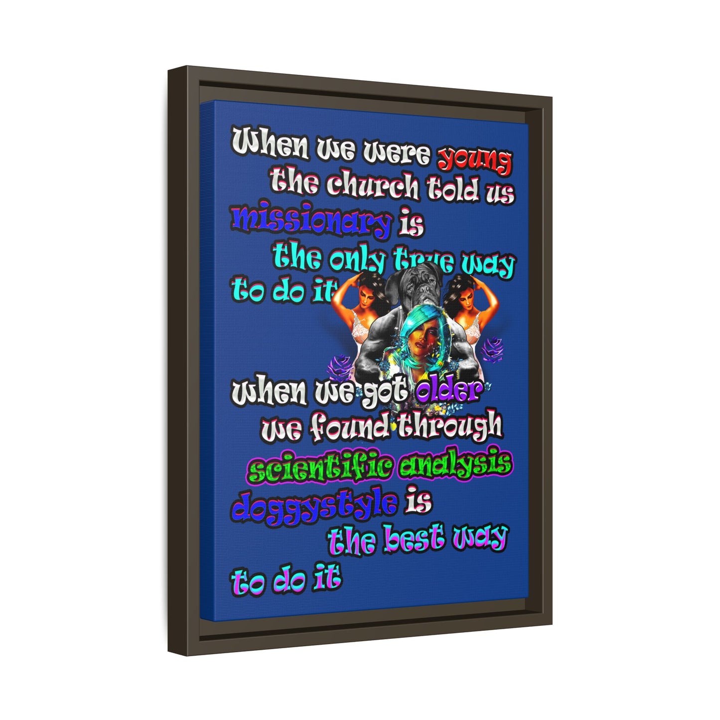 doggystyle - framed canvas art (dark blue)