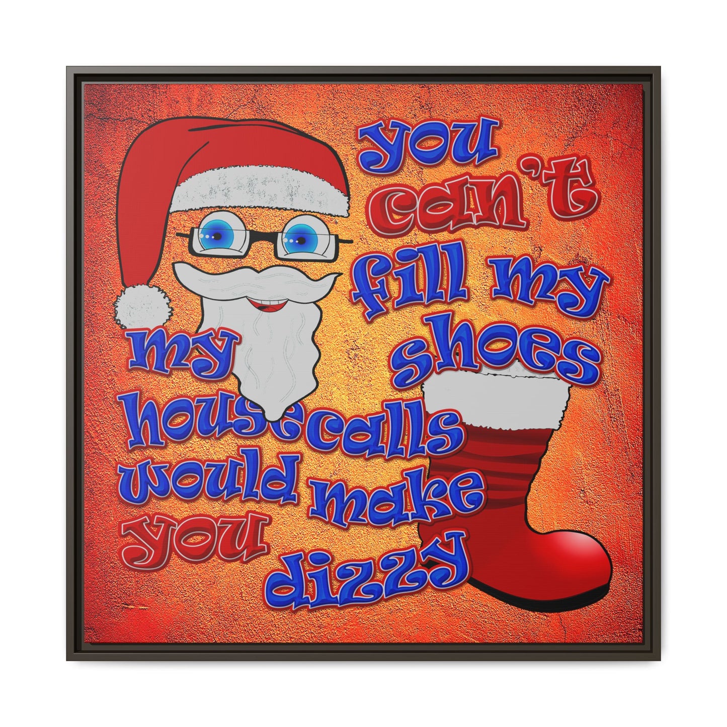 santa's shoes - framed canvas art (burnt orange)