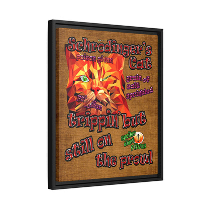 schrodinger's cat - framed canvas art (brown papyrus)