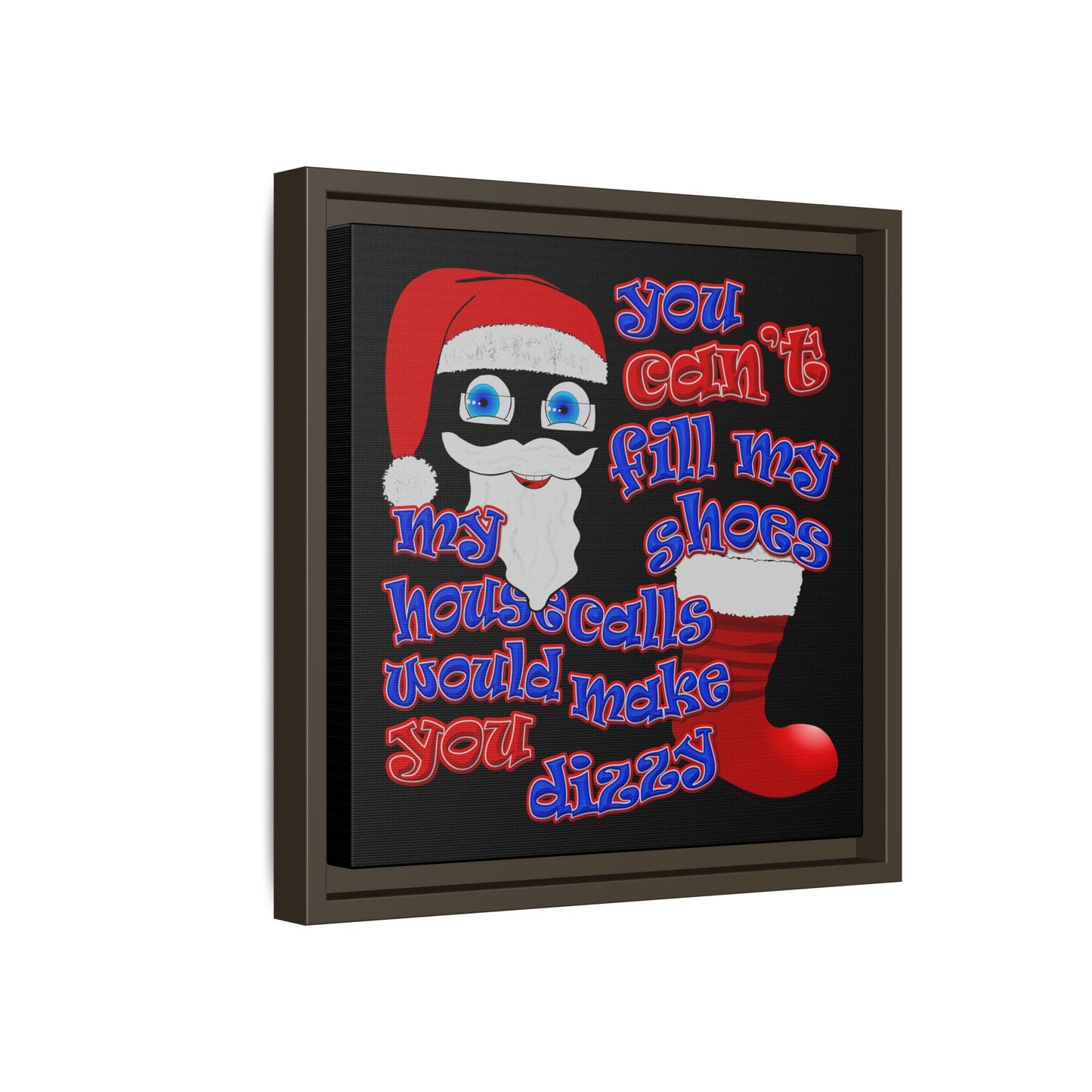 santa's shoes - framed canvas art (black)