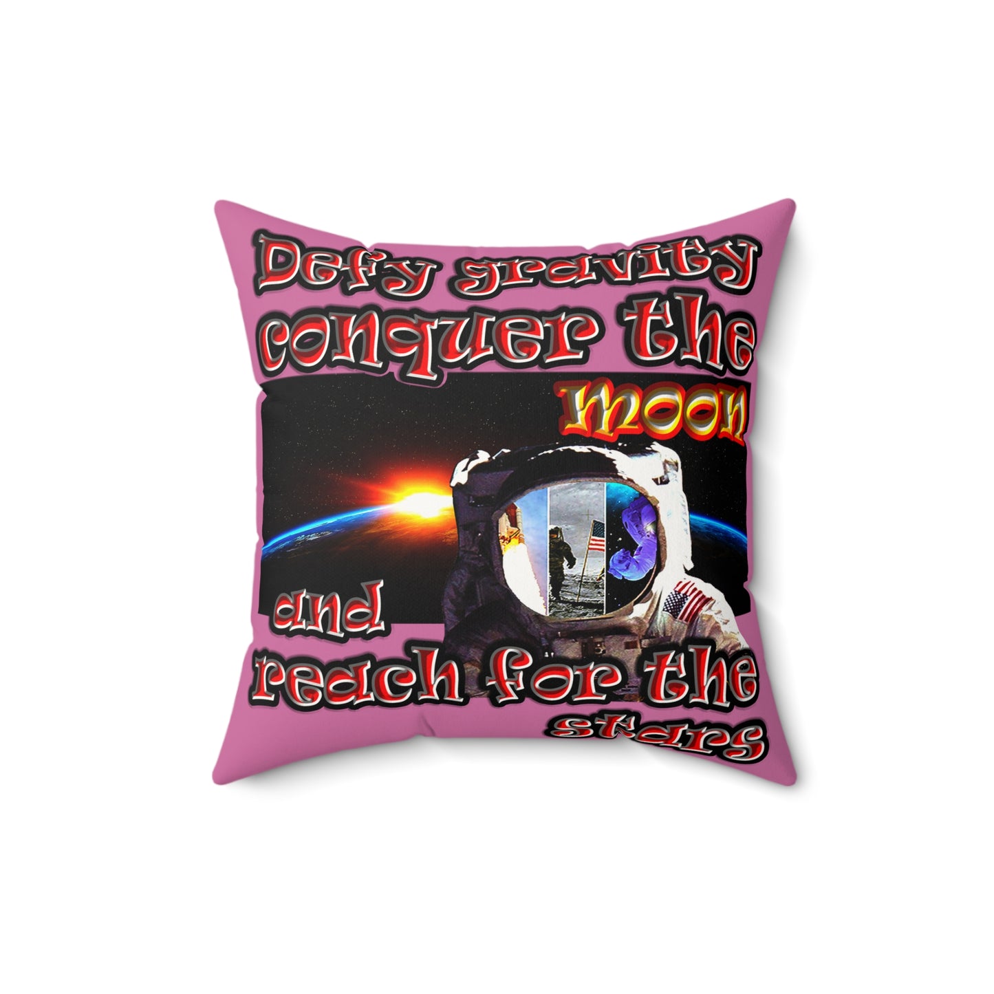 defy conquer reach - Faux Suede Square Pillow - (light pink)