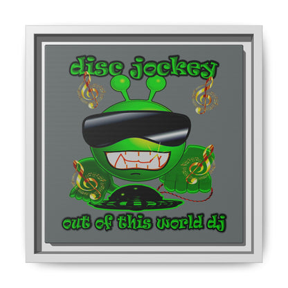 disc jockey - framed canvas art (dark grey)
