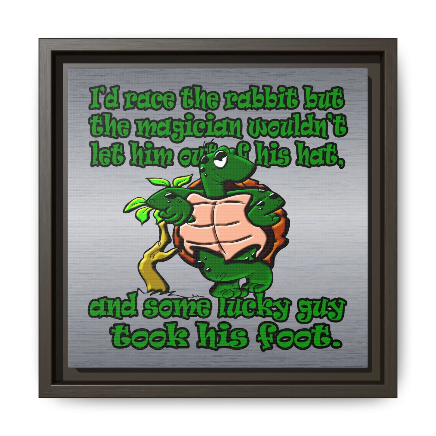 turtle race - framed canvas art (brushed nickel)
