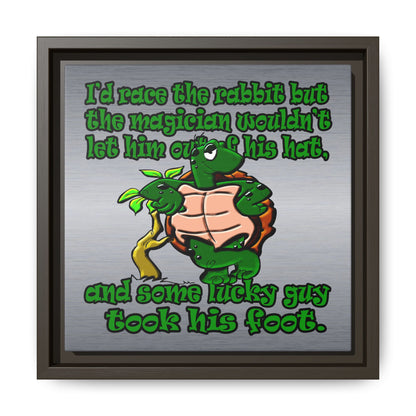 turtle race - framed canvas art (brushed nickel)