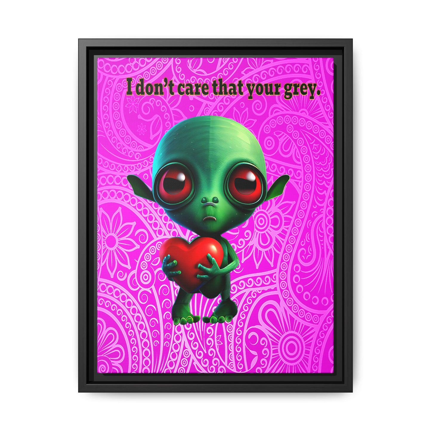 I don't care that your grey - framed canvas art (pink swirl)