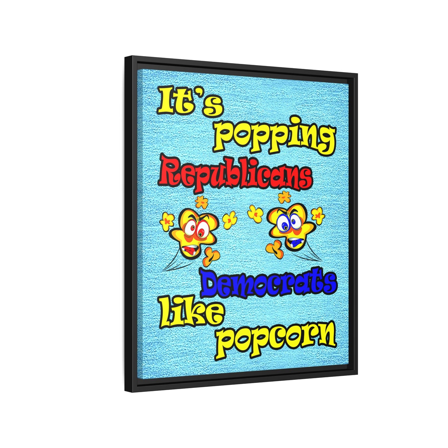 popping like popcorn - framed canvas art (faded dark blue)