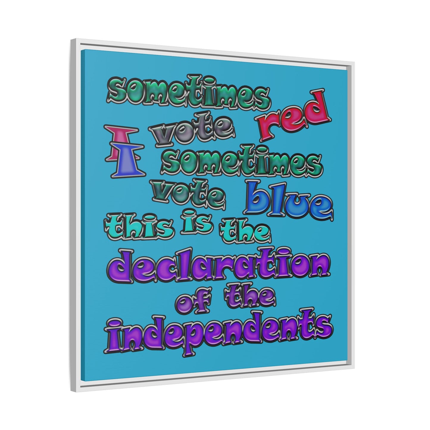 declaration of the independents - framed canvas art (turquoise)