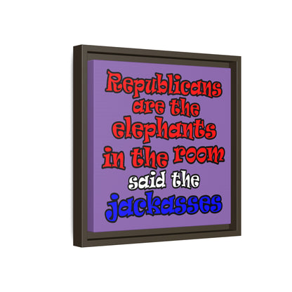 donkeys and elephants - framed canvas art (light purple)