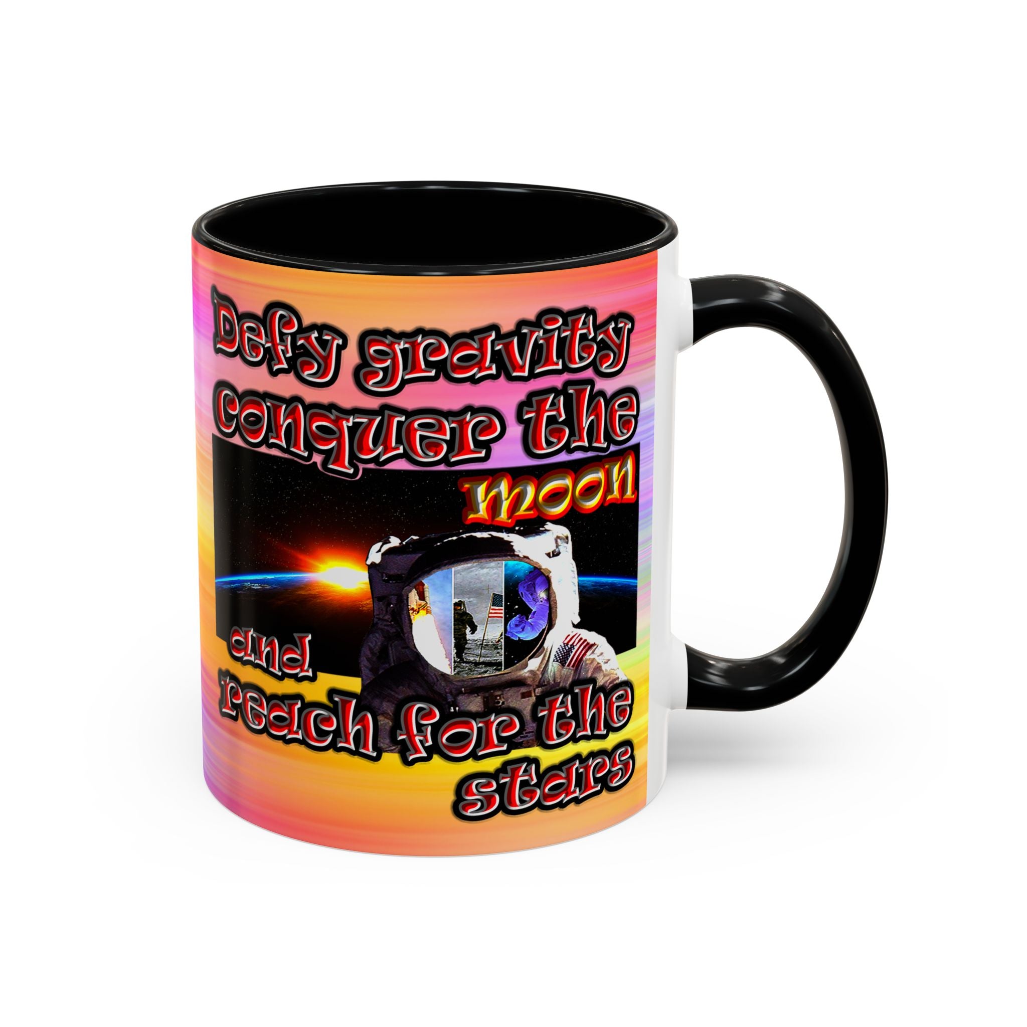 defy conquer reach - Accent Mug (color blur)