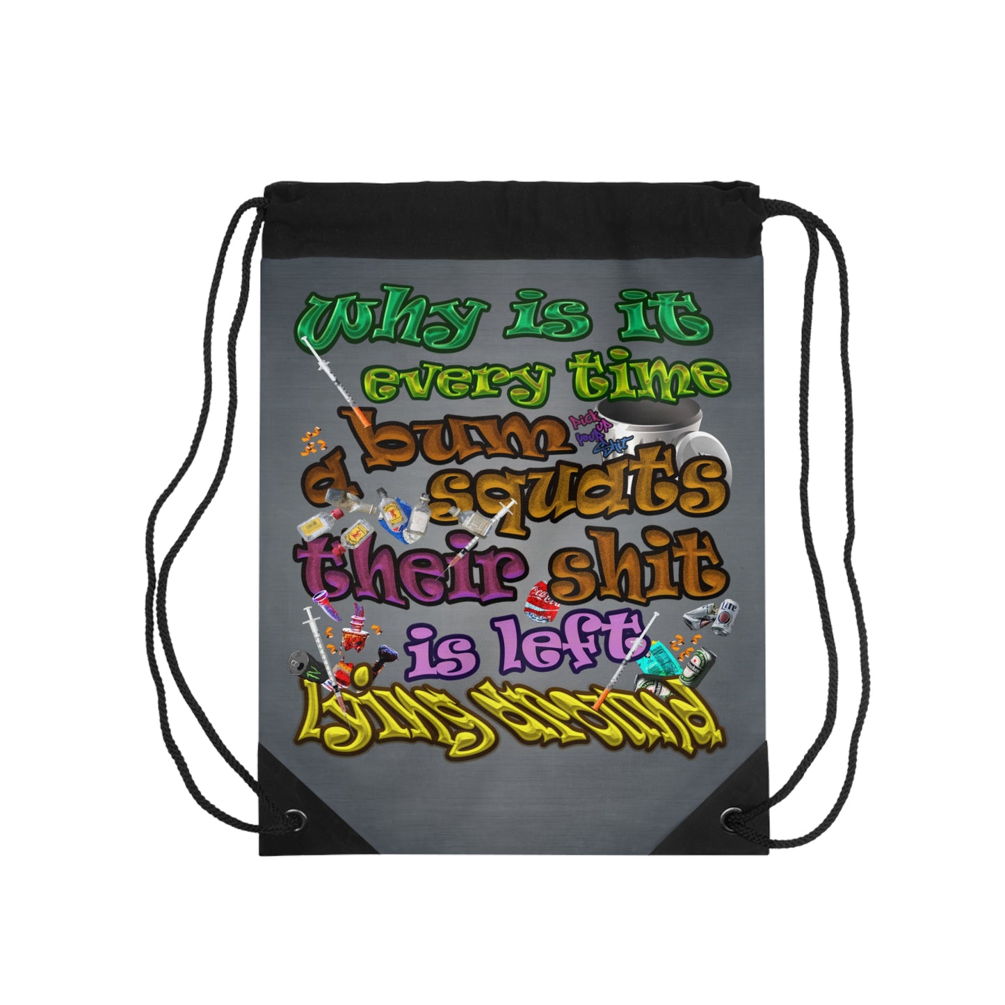 the bum's shit - Drawstring Bag (grey-light grey)