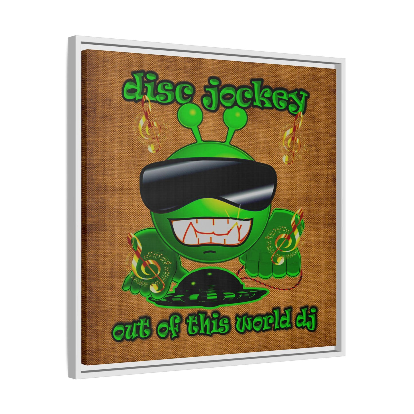 disc jockey - framed canvas art (brown papyrus)