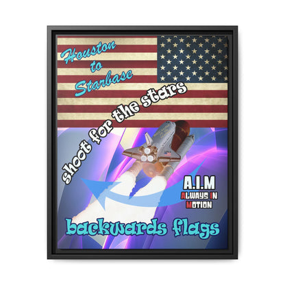 shoot for the stars - framed canvas art (grey-pink wave)