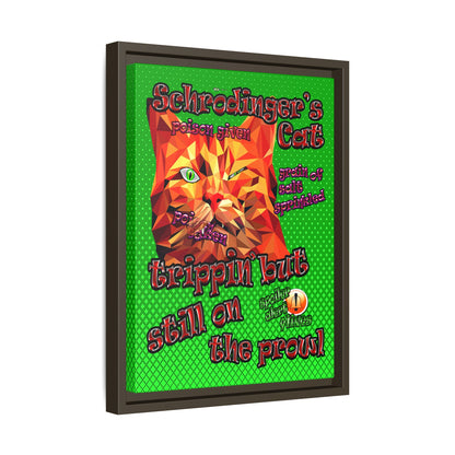 schrodinger's cat - framed canvas art (logo green)