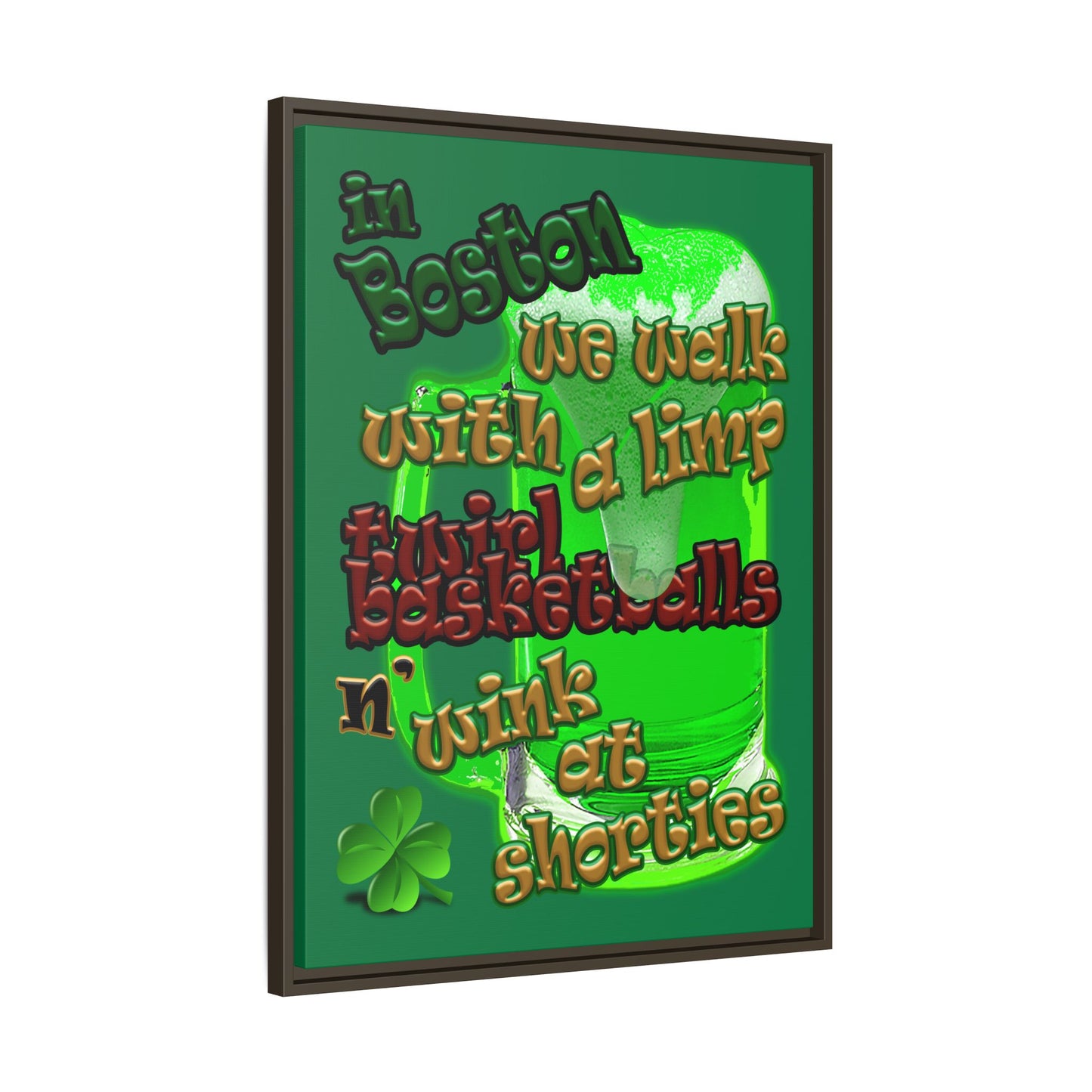 celtics logo - framed canvas art (dark green)
