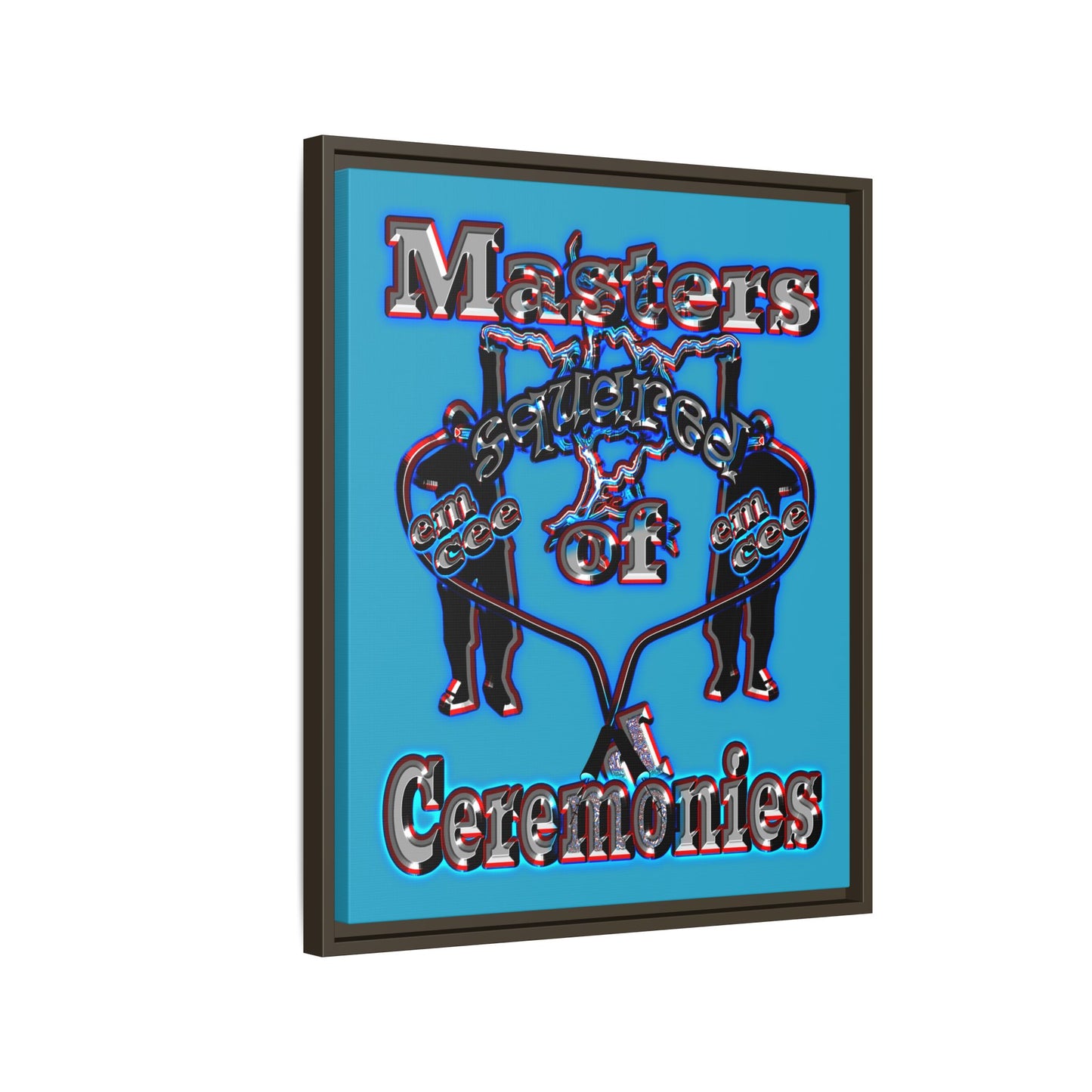 em cee squared - framed canvas art (turquoise)