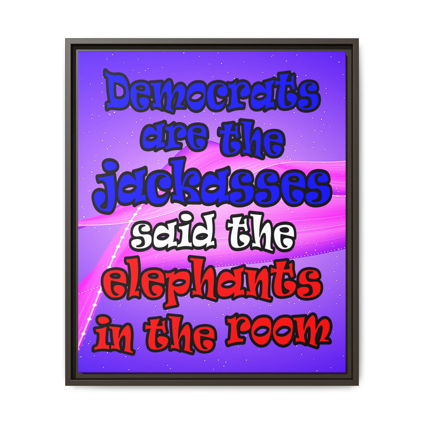 donkeys and elephants - framed canvas art (purple-pink wave)