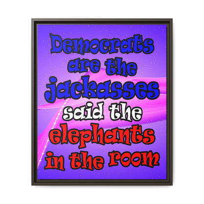 donkeys and elephants - framed canvas art (purple-pink wave)