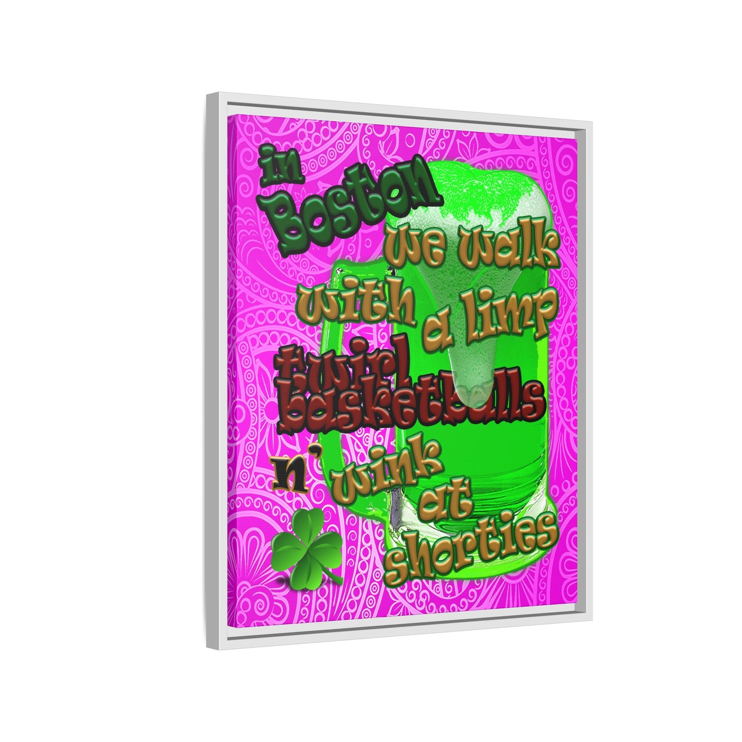 celtics logo - framed canvas art (pink swirl)