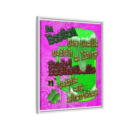 celtics logo - framed canvas art (pink swirl)