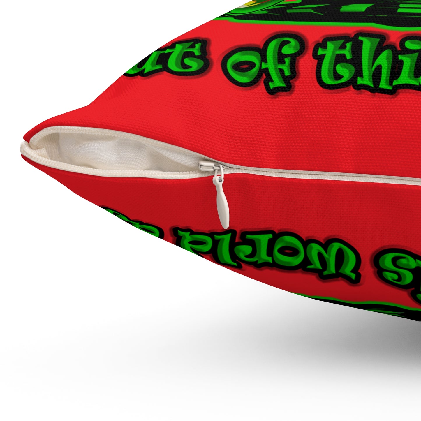 disc jockey - Spun Polyester Square Pillow - (red)