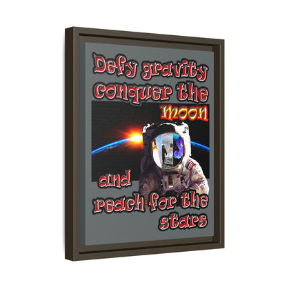defy conquer reach - framed canvas art (dark grey)